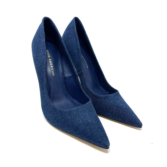 Good American Emma Denim Heel Size 9 Blue Denim 002 GSH009-X - Picture 2 of 15